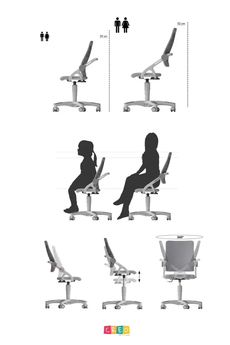 Creo Mobili Home Ofis Sandalyesi, Oturum Derinliği ve Yükseklik Ayarlı - Taşıma kap. 120kg, Beyaz/Fuşya - Sirius