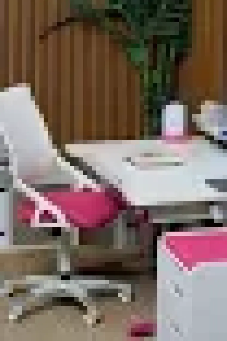 Creo Mobili Home Ofis Sandalyesi, Oturum Derinliği ve Yükseklik Ayarlı - Taşıma kap. 120kg, Beyaz/Fuşya - Sirius