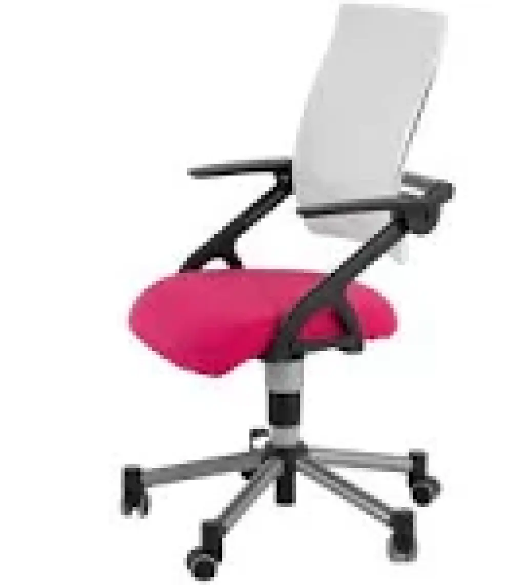 Creo Mobili Kollu Ofis Sandalyesi, Yükseklik ve Sırt Ayarlı Sandalye - Taşıma kap. 120kg, Beyaz/Fuşya - Vega