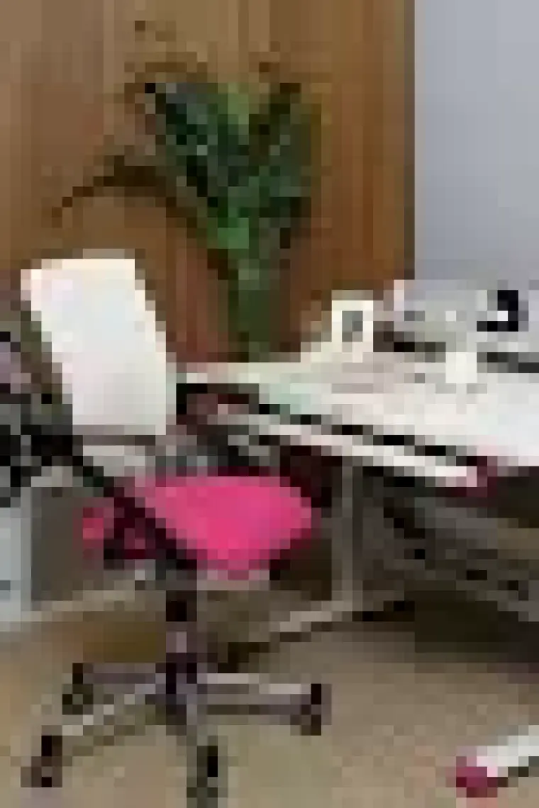 Creo Mobili Kollu Ofis Sandalyesi, Yükseklik ve Sırt Ayarlı Sandalye - Taşıma kap. 120kg, Beyaz/Fuşya - Vega