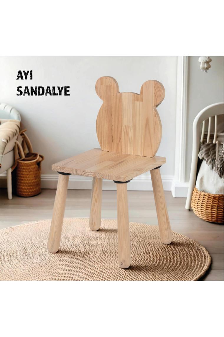 Wood & Joy Doğal Ahşap Çocuk Sandalye Ayı