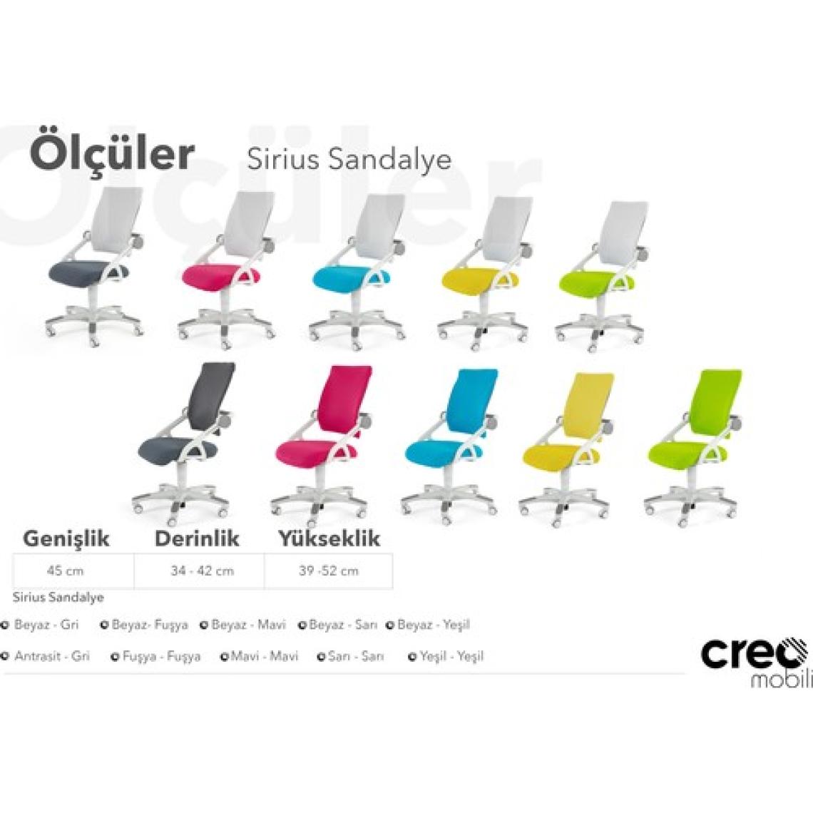Creo Mobili Okul Öncesi Çocuk Sandalyesi, Yükseklik ve Sırt Ayarlı - Taşıma kap. 120kg, Beyaz/Yeşil - Sirius