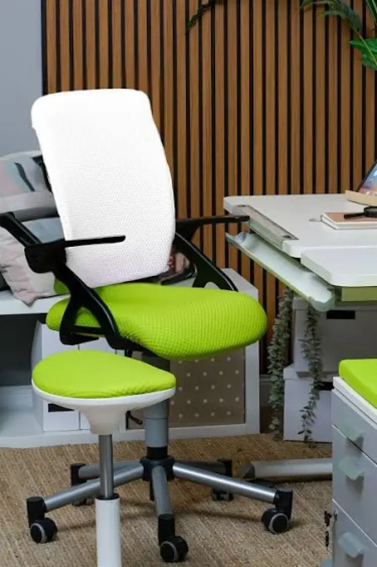 Creo Mobili Öğrenci Çalışma Sandalyesi, Derinliği Ayarlanabilir Sandalye - Taşıma kap. 120kg, Beyaz/Yeşil - Vega