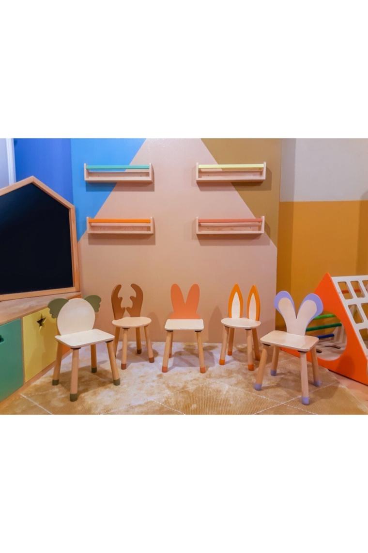 Wood & Joy Doğal Ahşap Renkli Çocuk Sandalye Geyik