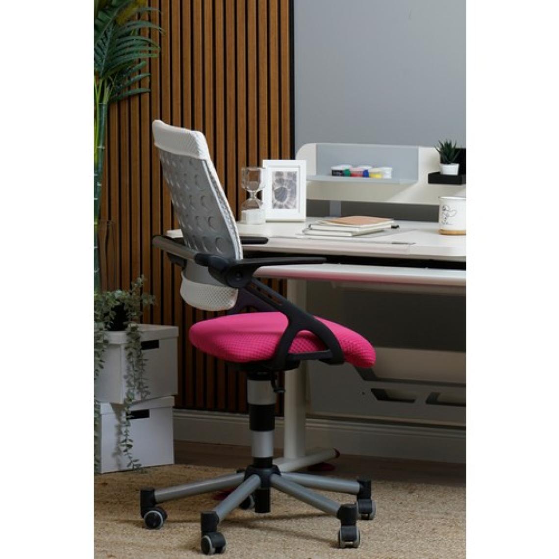 Creo Mobili Kollu Ofis Sandalyesi, Yükseklik ve Sırt Ayarlı Sandalye - Taşıma kap. 120kg, Beyaz/Fuşya - Vega