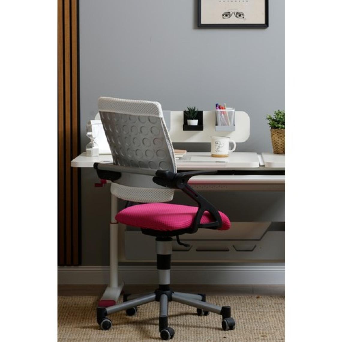 Creo Mobili Kollu Ofis Sandalyesi, Yükseklik ve Sırt Ayarlı Sandalye - Taşıma kap. 120kg, Beyaz/Fuşya - Vega