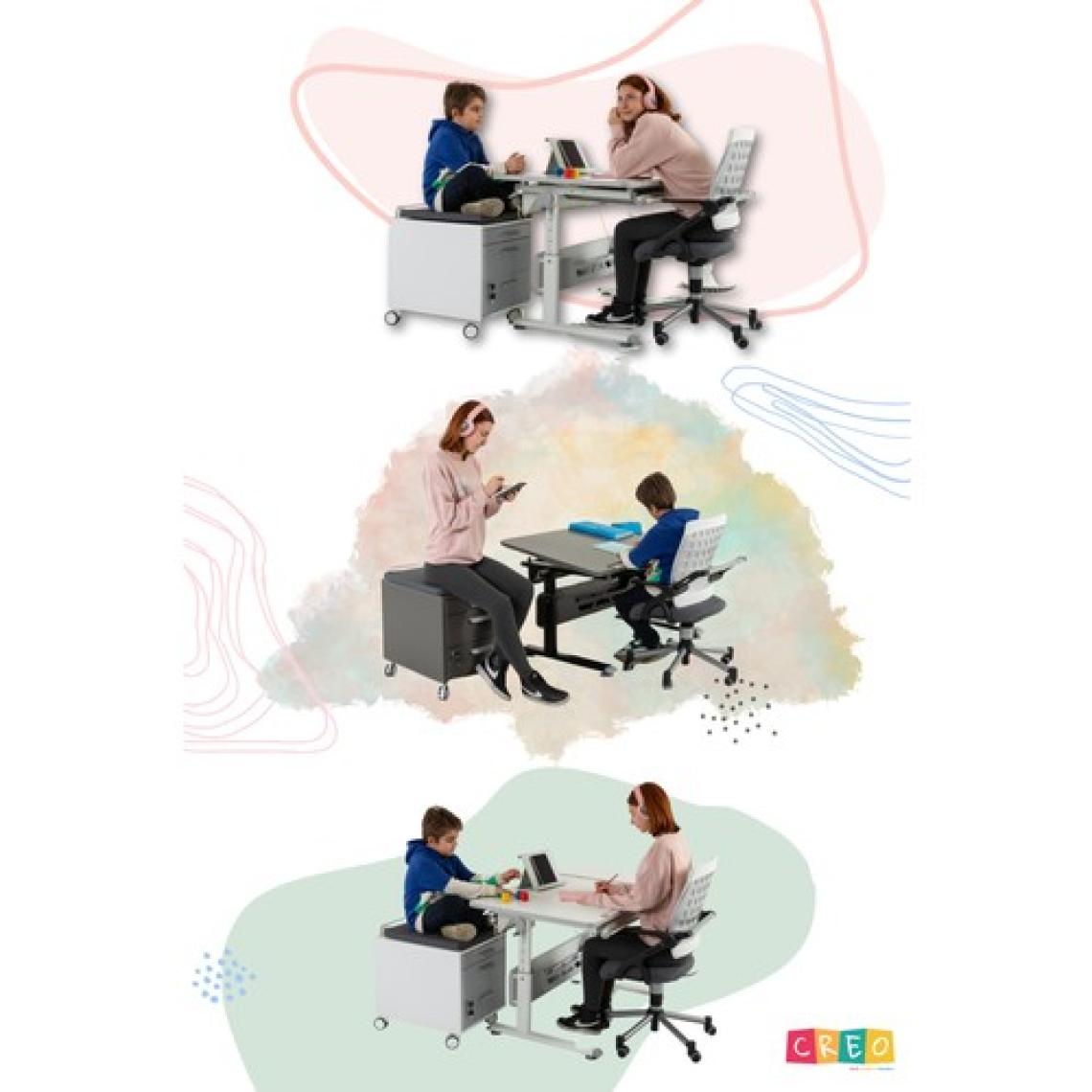 Creo Mobili Kollu Ofis Sandalyesi, Yükseklik ve Sırt Ayarlı Sandalye - Taşıma kap. 120kg, Beyaz/Fuşya - Vega