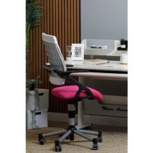 Creo Mobili Kollu Ofis Sandalyesi, Yükseklik ve Sırt Ayarlı Sandalye - Taşıma kap. 120kg, Beyaz/Fuşya - Vega
