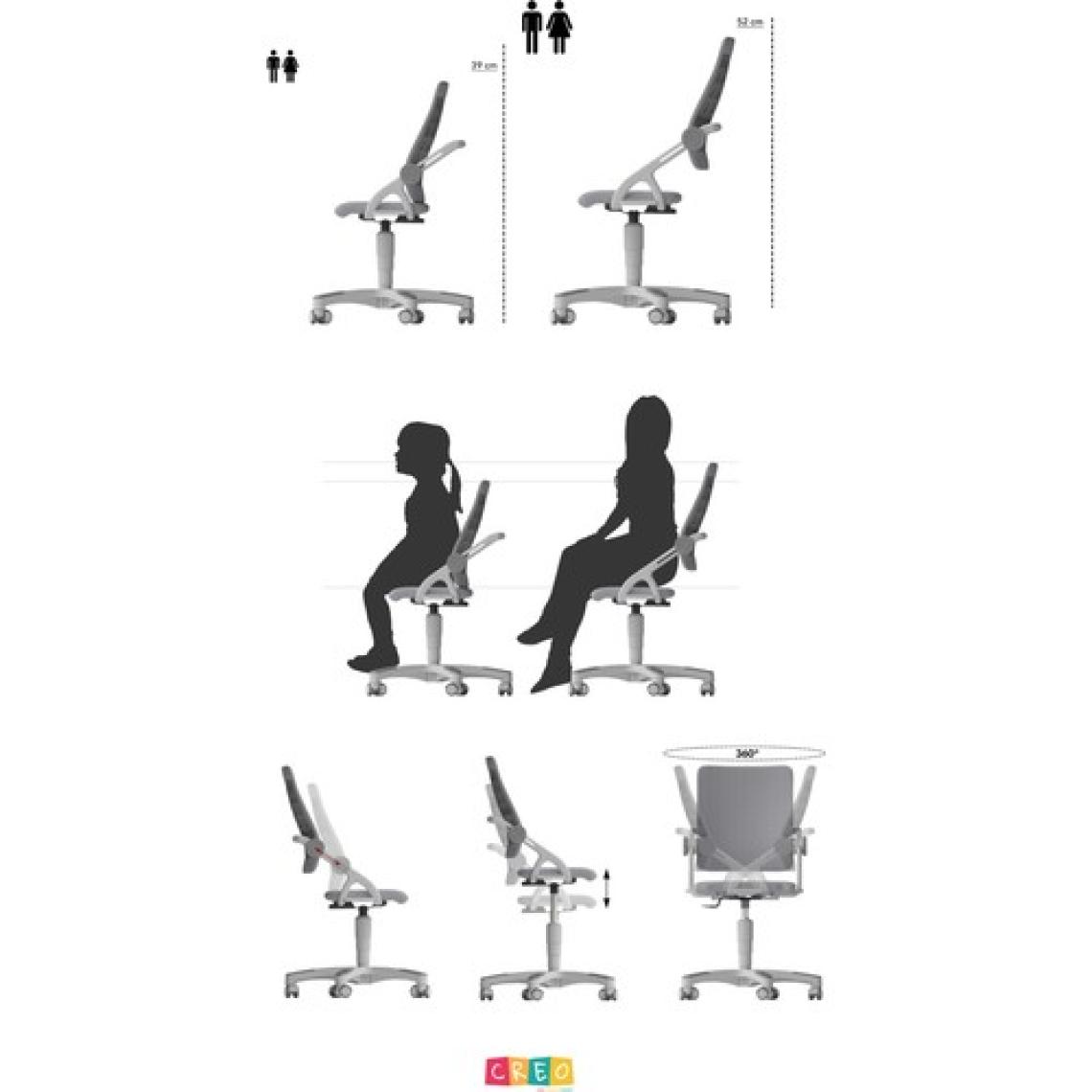 Creo Mobili Ev Ofisi İçin Çocuk Sandalyesi, Oturum Ayarlı Sandalye - Taşıma kap. 120kg, Yeşil/Yeşil - Sirius