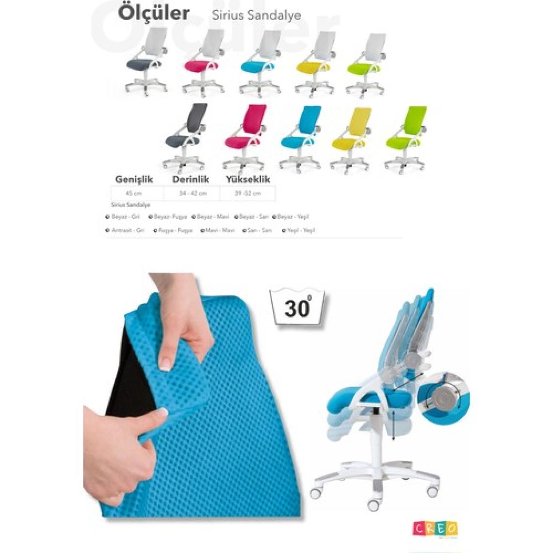 Creo Mobili Ev Ofisi İçin Çocuk Sandalyesi, Oturum Ayarlı Sandalye - Taşıma kap. 120kg, Yeşil/Yeşil - Sirius