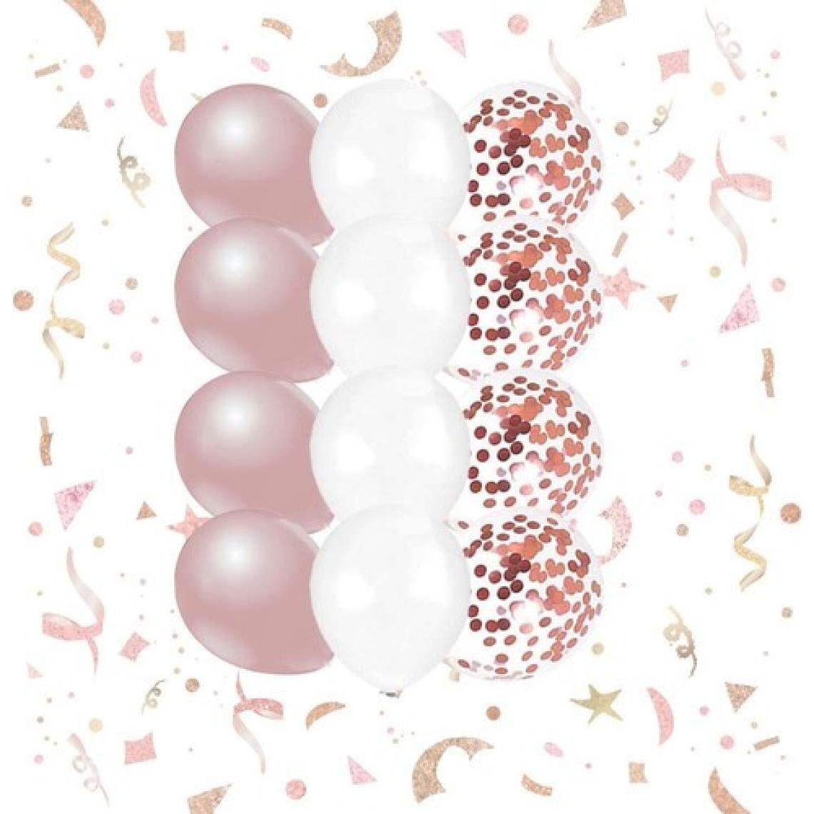 Patladı Gitti 10-12 Inç Beyaz Rose Gold ve Konfetili Karışık Balon 10 Adet
