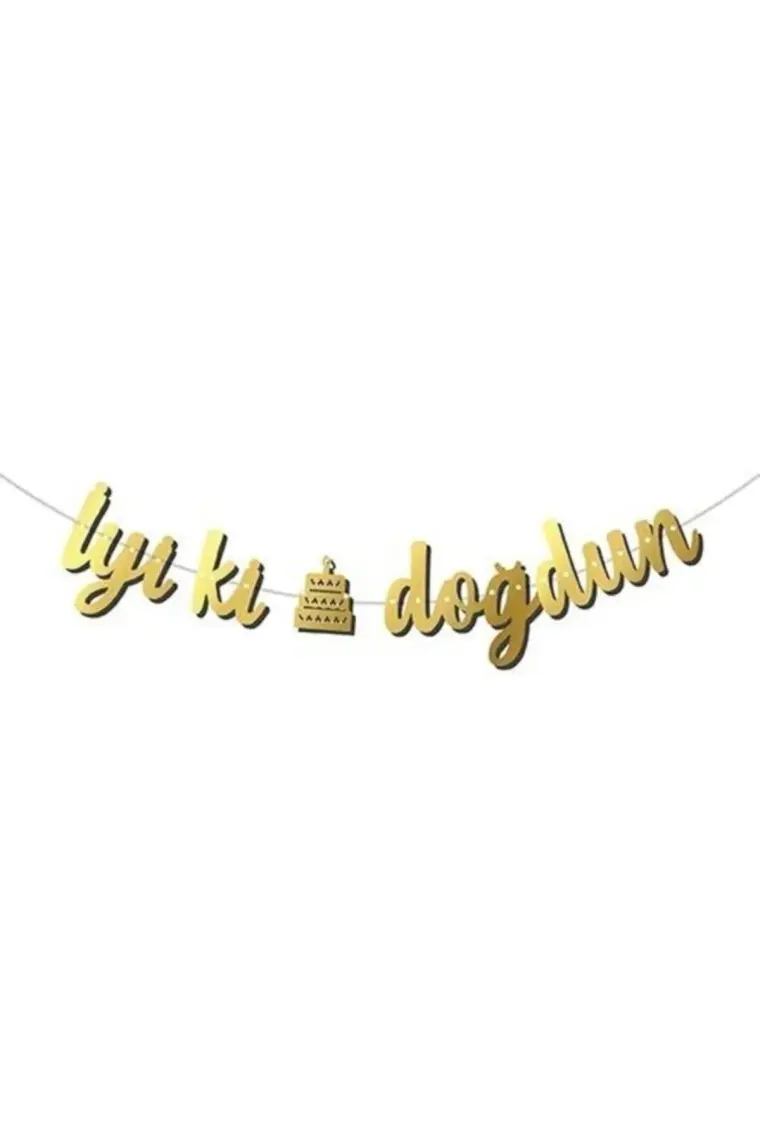 My Party Ready Gold Renk Iyiki Doğdun Kaligrafi Banner
