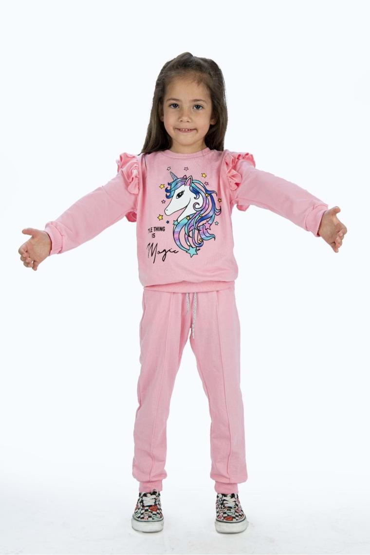 Mnk Baby Kız Çocuk Atlı 2iplik Kumaş Eşofman Takımı MNK0427