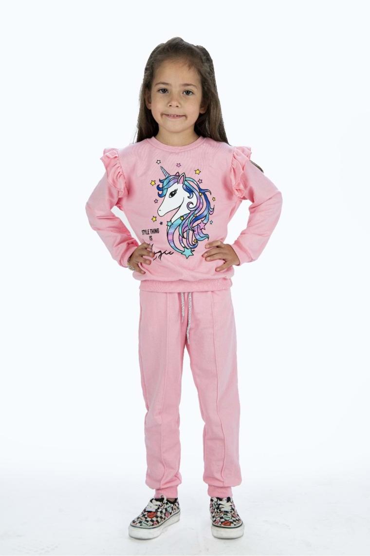Mnk Baby Kız Çocuk Atlı 2iplik Kumaş Eşofman Takımı MNK0427