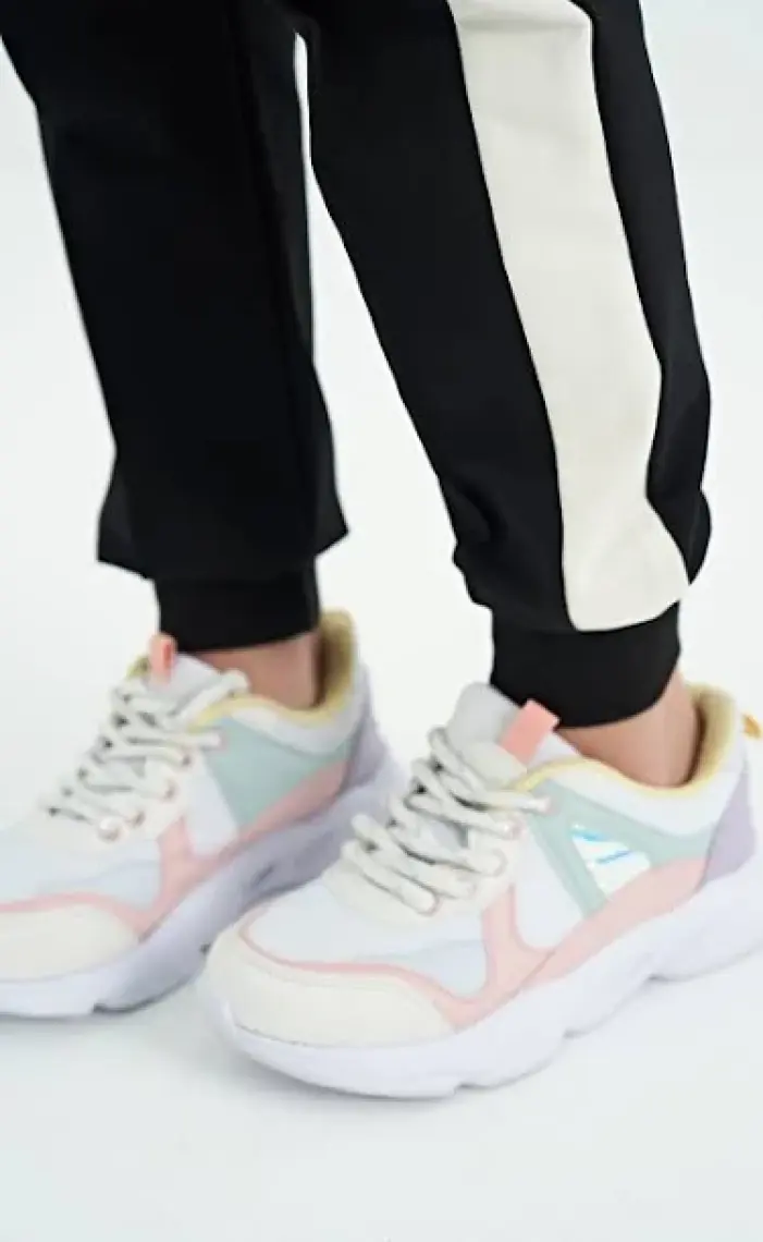 Tommy Life Tommy Life  Gri Melanj Yan Bantlı Gizli Fermuar Cep Detaylı Jogger Kız Çoccuk Eşofman Alt - 75122