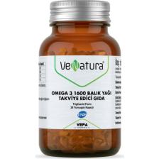 Venatura Omega 3 Balık Yağı Takviye Edici Gıda - 1600 mg, 30 Yumuşak Kapsül, Tokoferol İçerir, Türkiye Menşeli