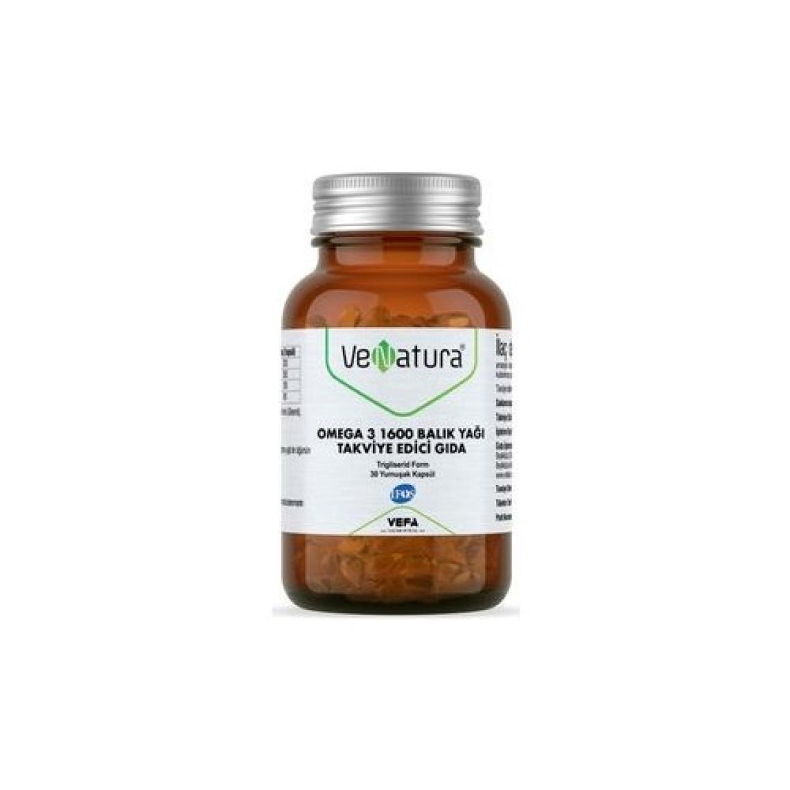 Venatura Omega 3 Balık Yağı Takviye Edici Gıda - 1600 mg, 30 Yumuşak Kapsül, Tokoferol İçerir, Türkiye Menşeli