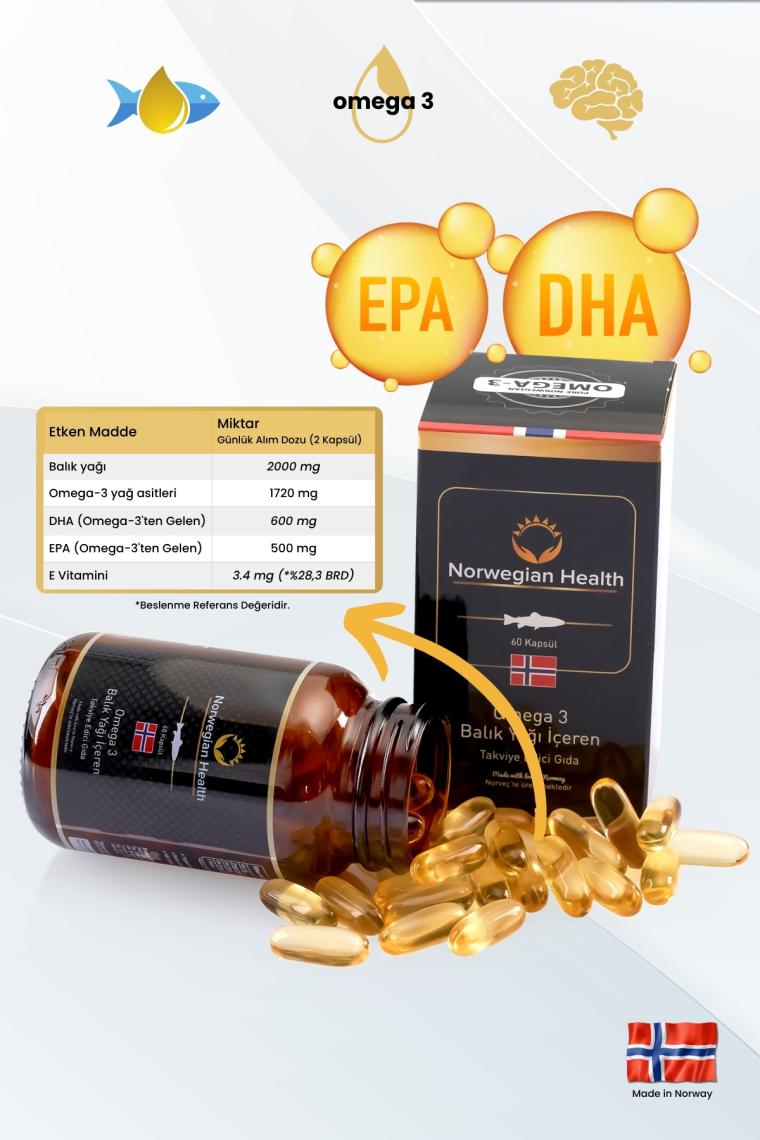 Norwegian Health Omega-3 60 Kapsül 1000 mg