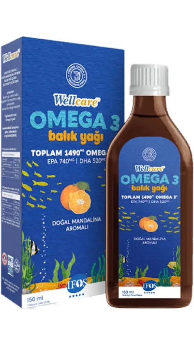 Wellcare Omega 3 Doğal Mandalina Aromalı Balık Yağı - 150 ML