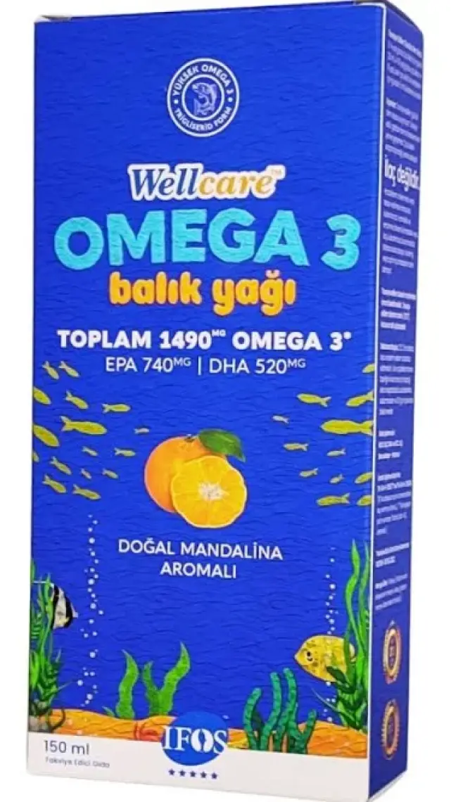 Wellcare Omega 3 Doğal Mandalina Aromalı Balık Yağı - 150 ML