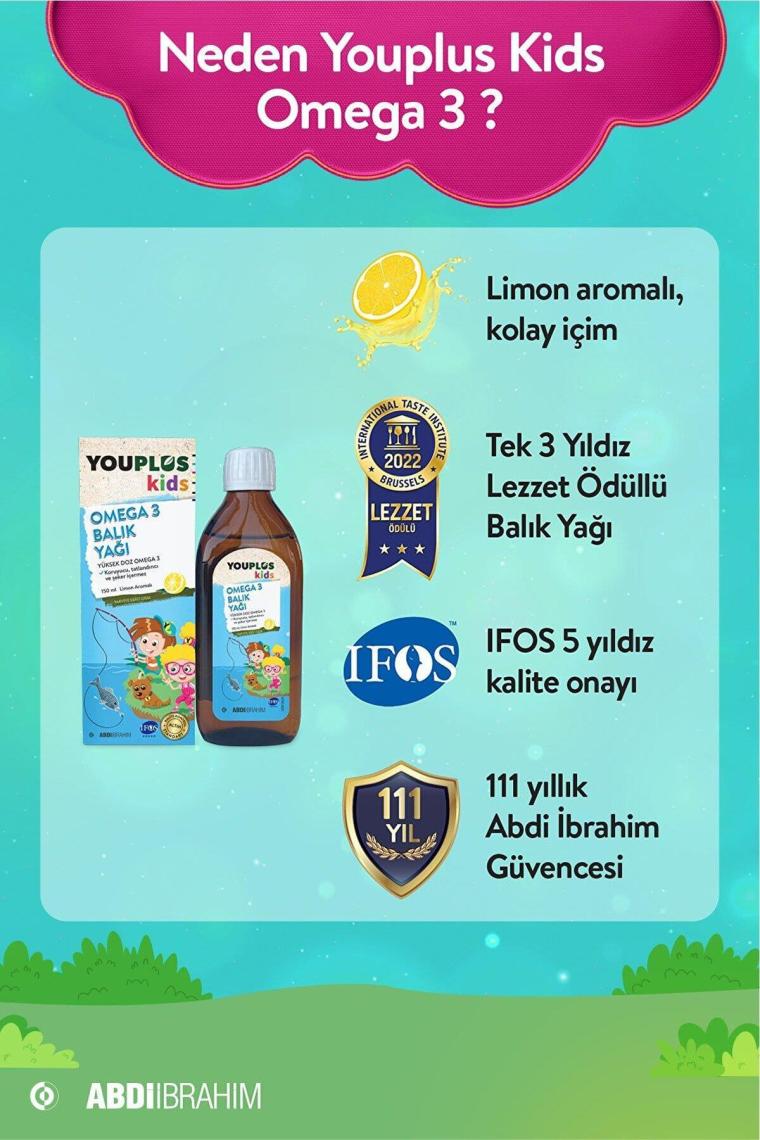 Youplus Kids Omega 3 150 ml Şurup 2 Adet