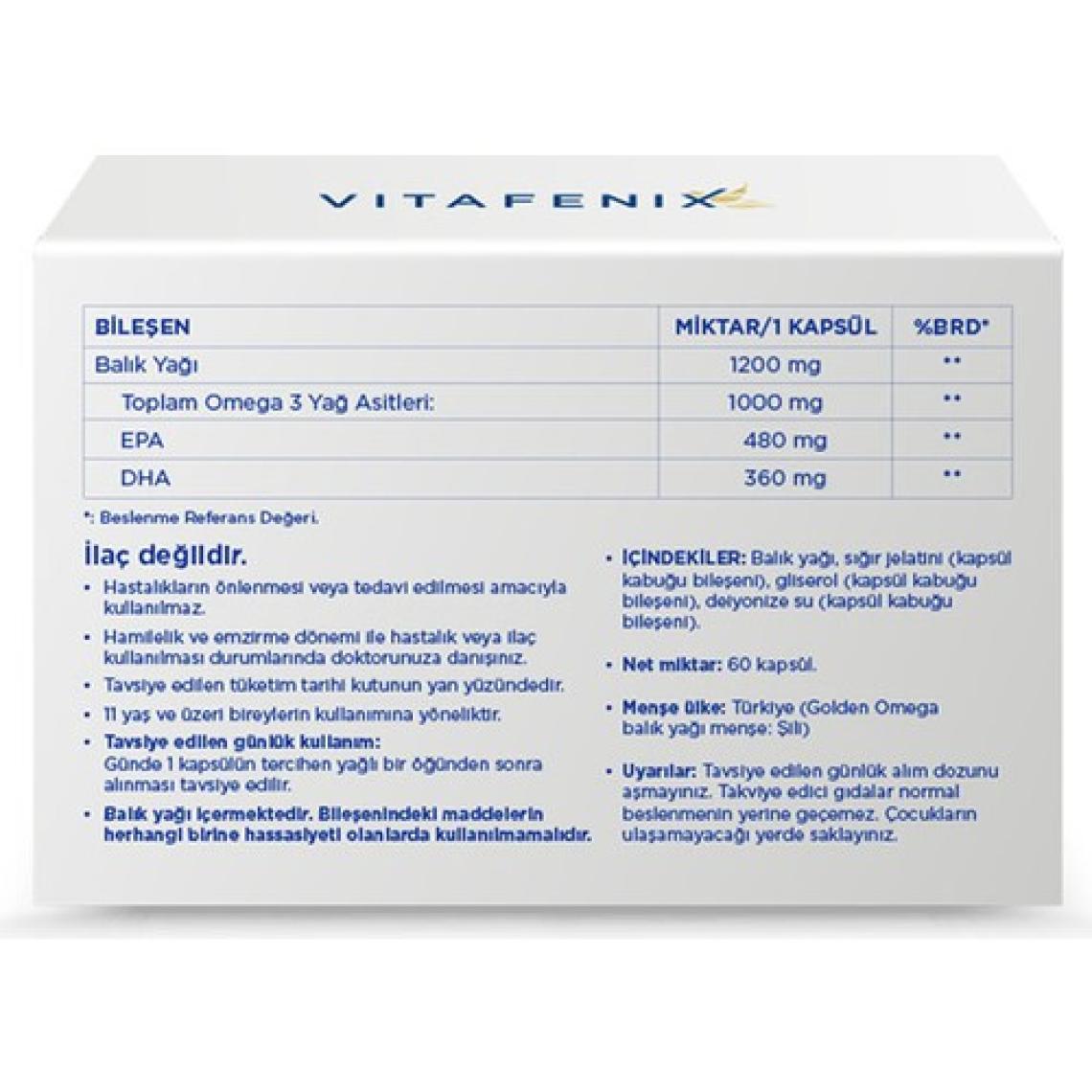 Vitafenix Omega 3 Balık Yağı İçeren Takviye Edici Gıda