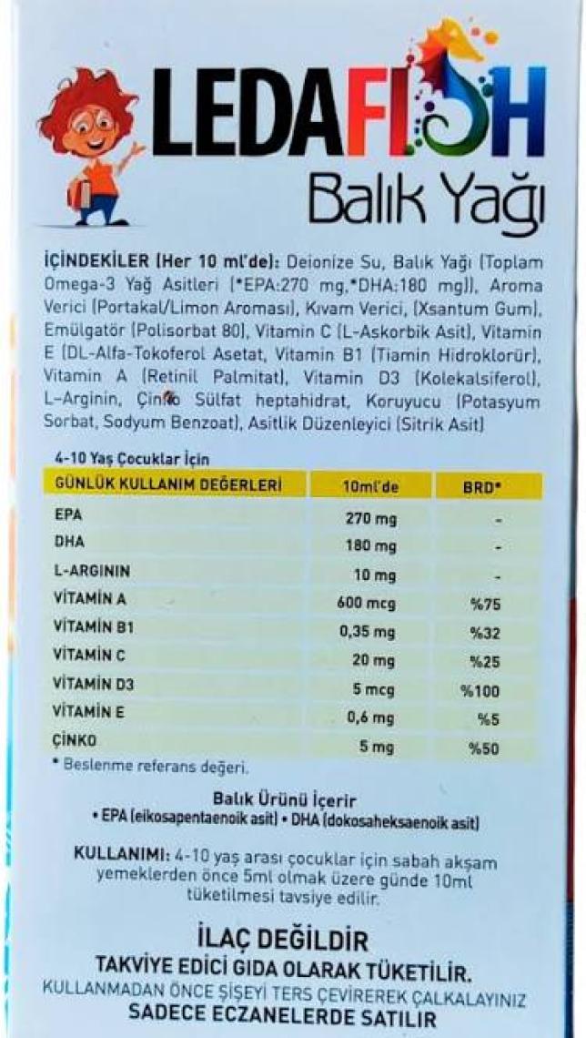 Ledafish Balık Yağı 150 Ml Portakal Aromalı