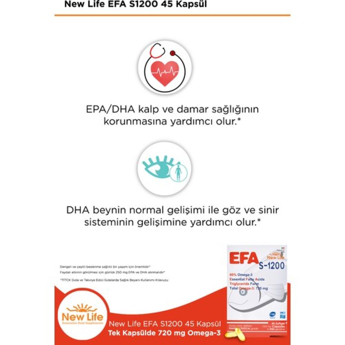 New Life Efa S 1200 Balık Yağı 45 Kapsül