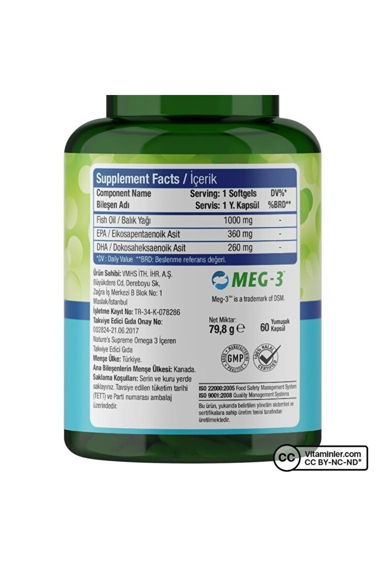 Nature's Supreme Omega 3 1000 Mg 60 Kapsül