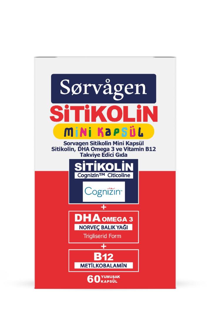 Sorvagen Smart Mini Kapsül Sitikolin, Dha Omega 3 ve B12 - 60 Kapsül