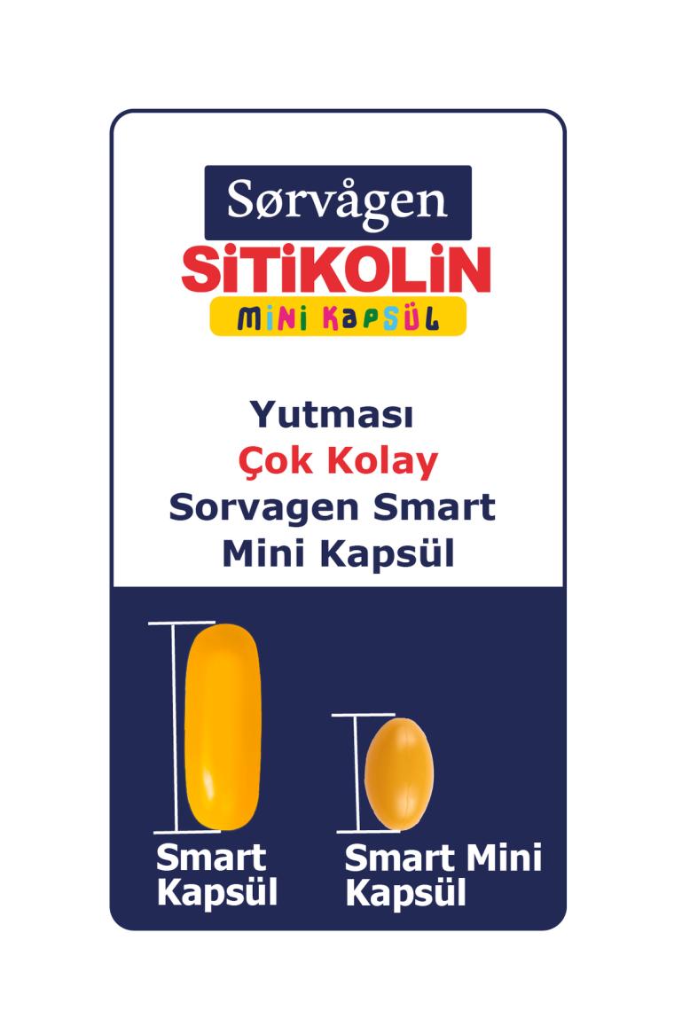 Sorvagen Smart Mini Kapsül Sitikolin, Dha Omega 3 ve B12 - 60 Kapsül