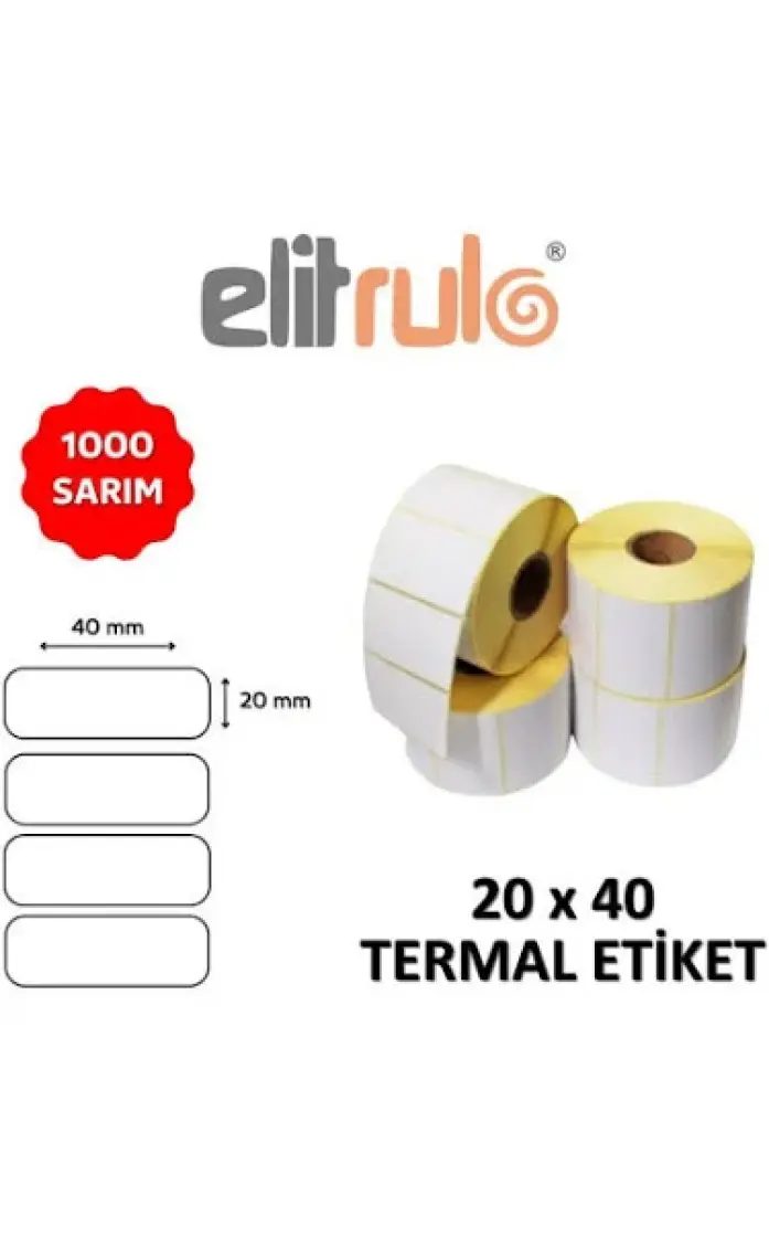 Elit Rulo Barkod Etiketi 20X40 Termal - 1000 Adet