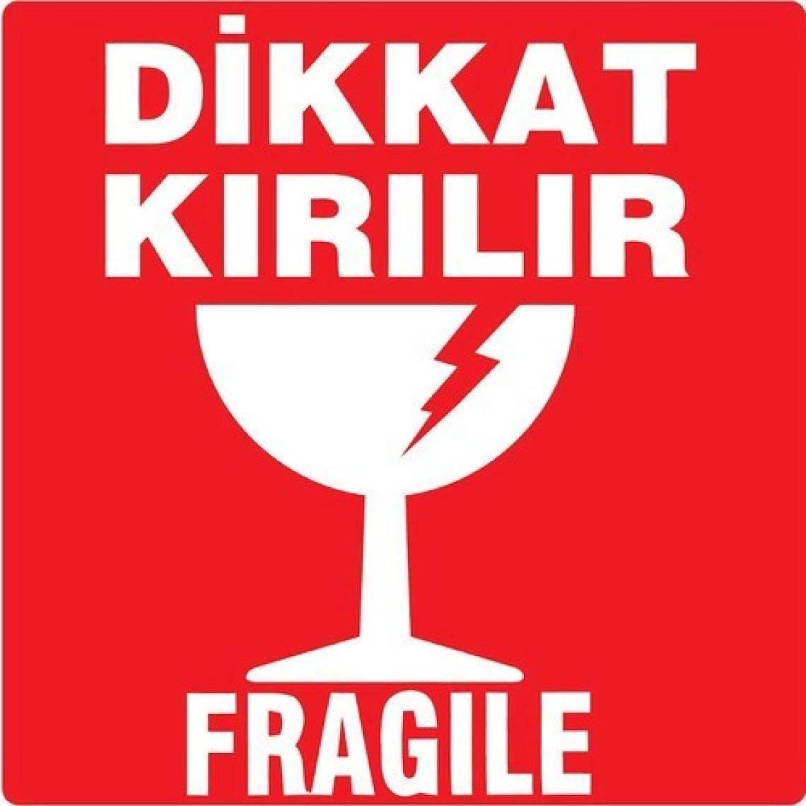 On Roll Paper Kırmızı Dikkat Kırılır Etiketi 100X100 mm 500'LÜ 1 Rulo