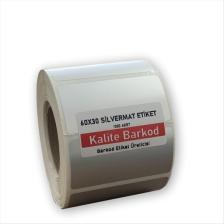 Kalite Barkod 60X30 Silvermat Etiket | Rulo Metalize Demirbaş Etiketi