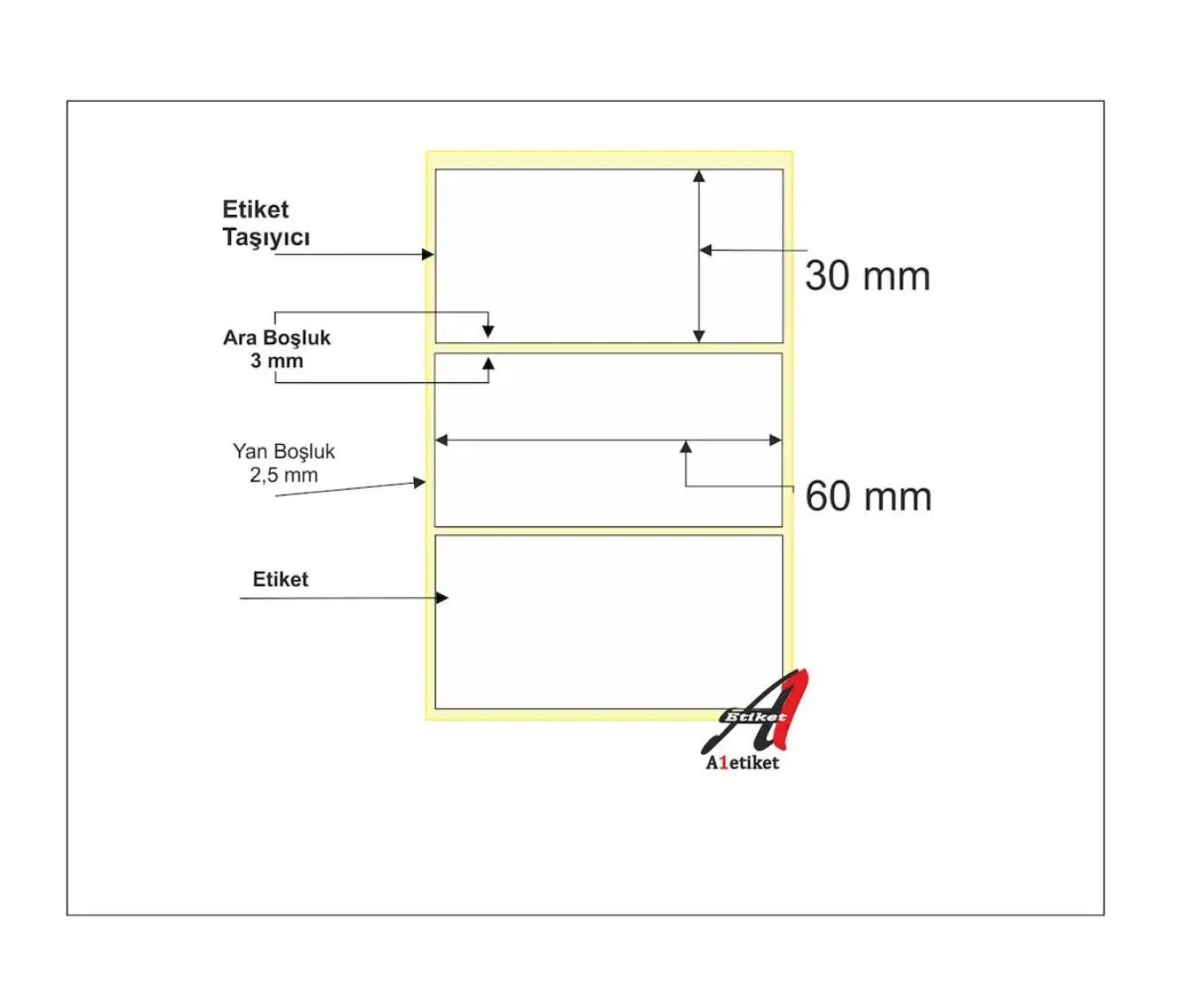 Digerui A1 Kuşe Etiket 30X60 Termal Barkod Etiketi 10 Rulo 10.000 Adet
