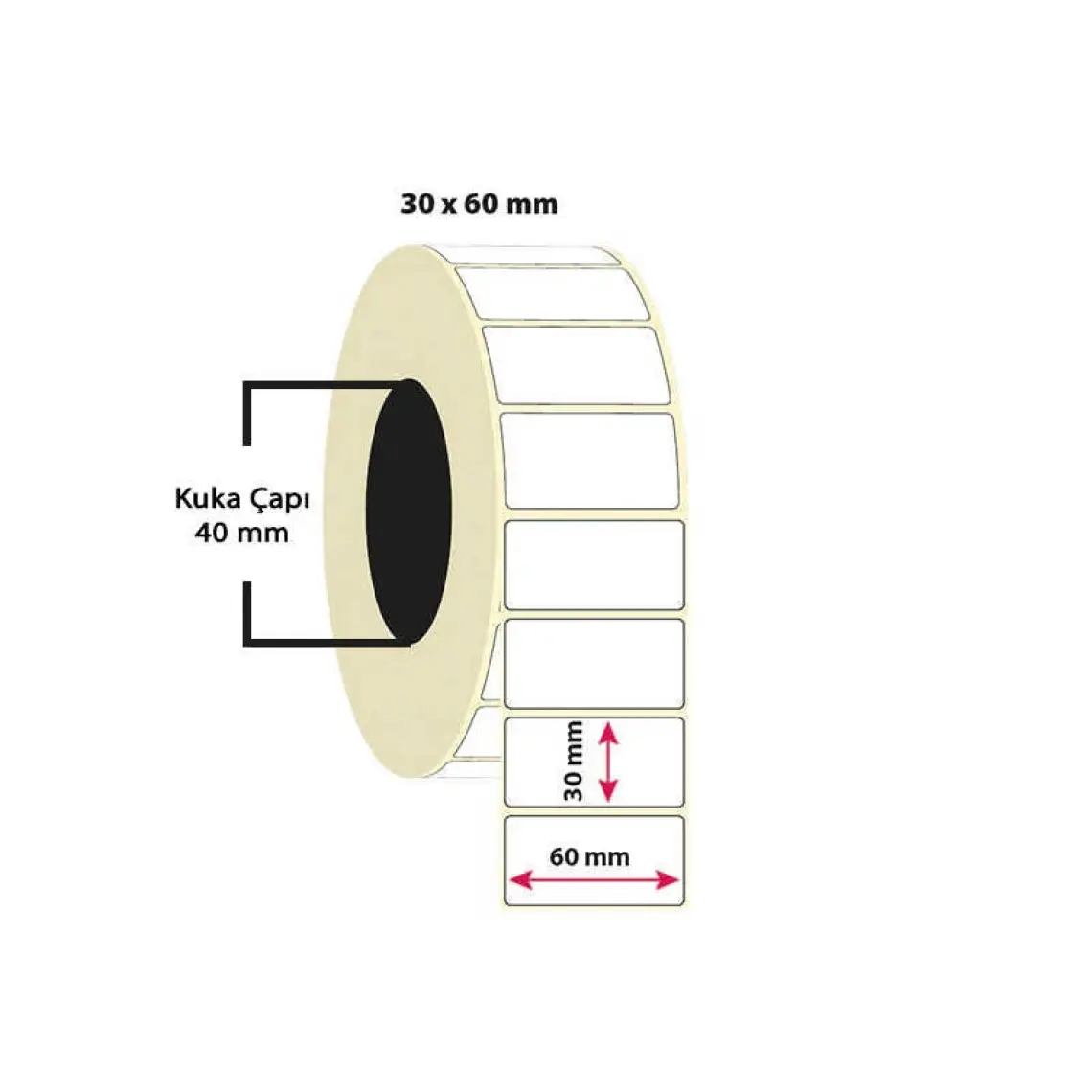 Digerui A1 Kuşe Etiket 30X60 Termal Barkod Etiketi 10 Rulo 10.000 Adet