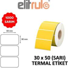 Elit Rulo Barkod Etiketi 30X50 Termal Sarı - 1000 Adet