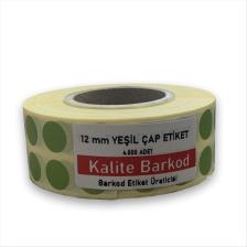 Kalite Barkod Yuvarlak Etiket | 12 mm / 25 mm / 40 mm / Sarı Turuncu Yeşil Renkli Yapışkanlı Yuvarlak Etiket