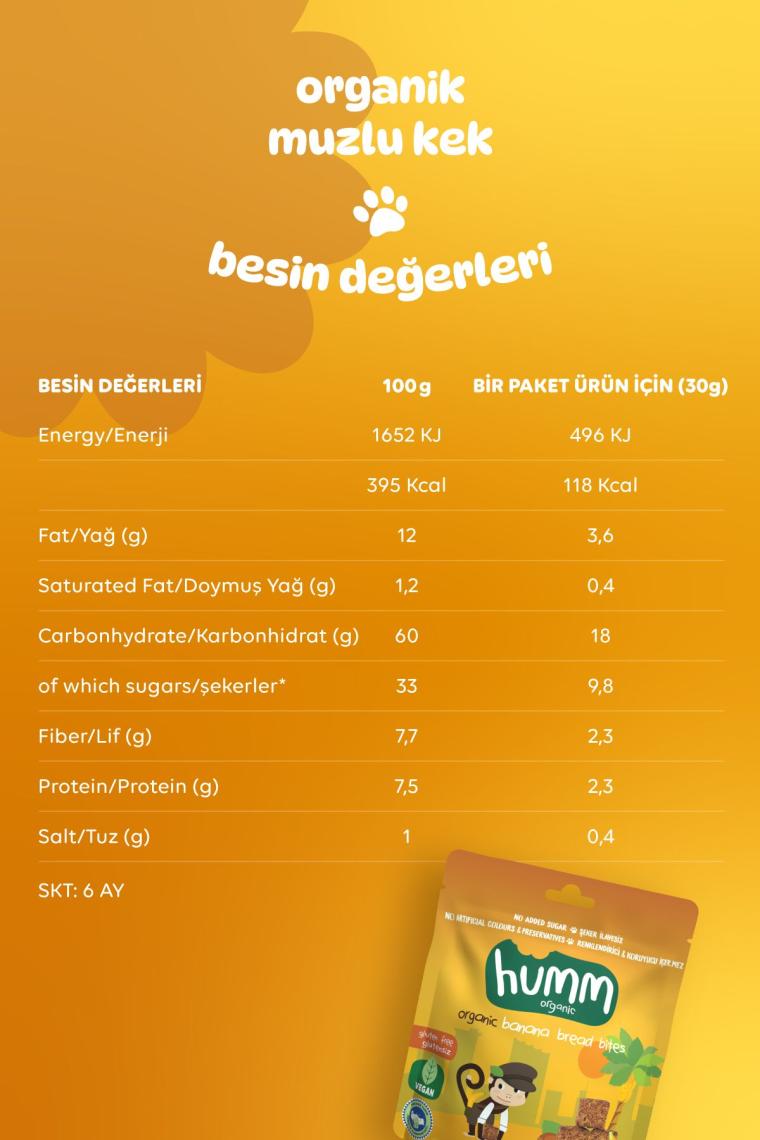 Organik Glutensiz Vegan Muzlu Kek - 30g