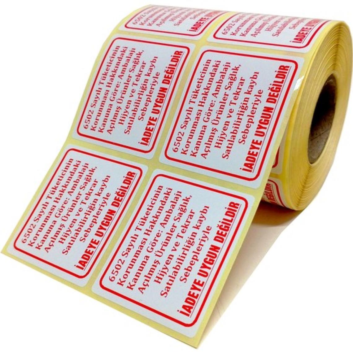Dijital Barkod Hijyen Uyarı Etiketi, Sticker Kuşe Kağıt, Iade Etiketi 6X5CM - 200 Adet