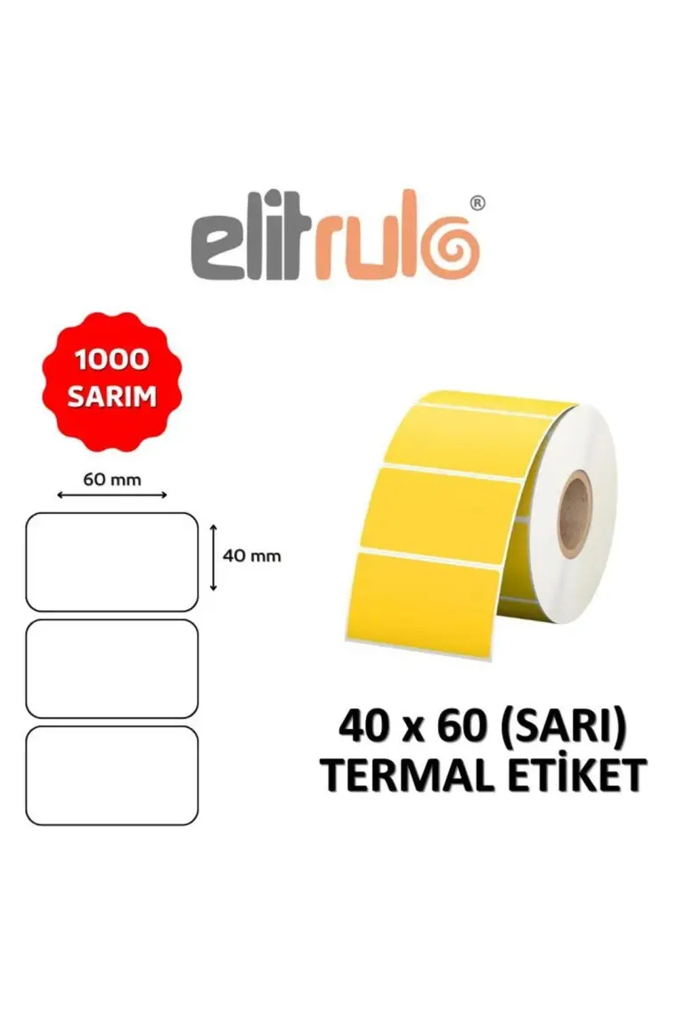 Elitrulo Barkod Etiketi 40X60 Termal Sarı - 1000 Adet