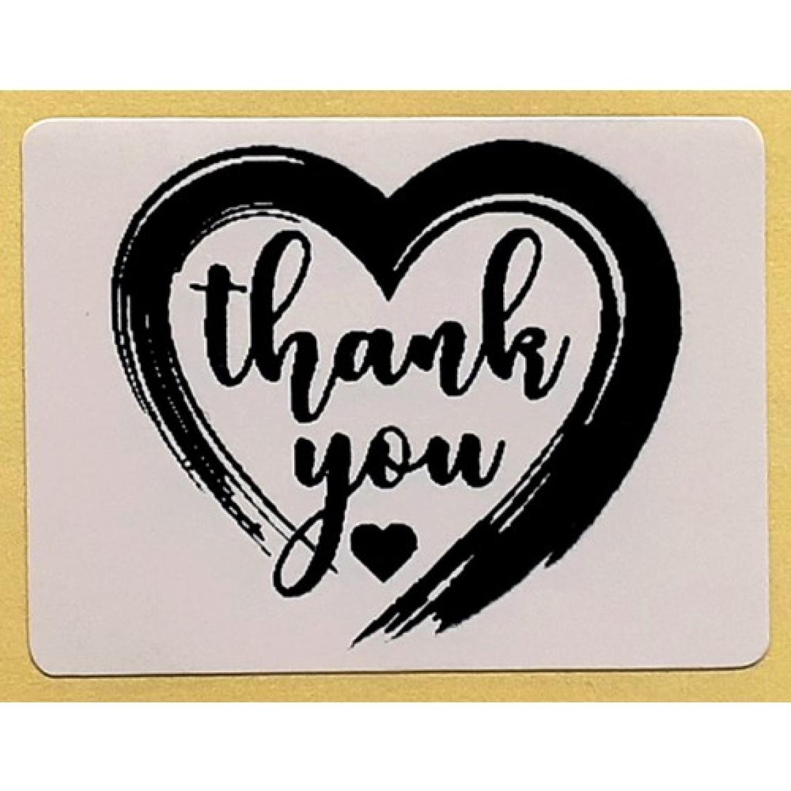 Dijital Barkod Kalp Desenli Teşekkür Etiketi - Thank You Sticker Yapışkanlı Siyah 30X40MM 100 Adet