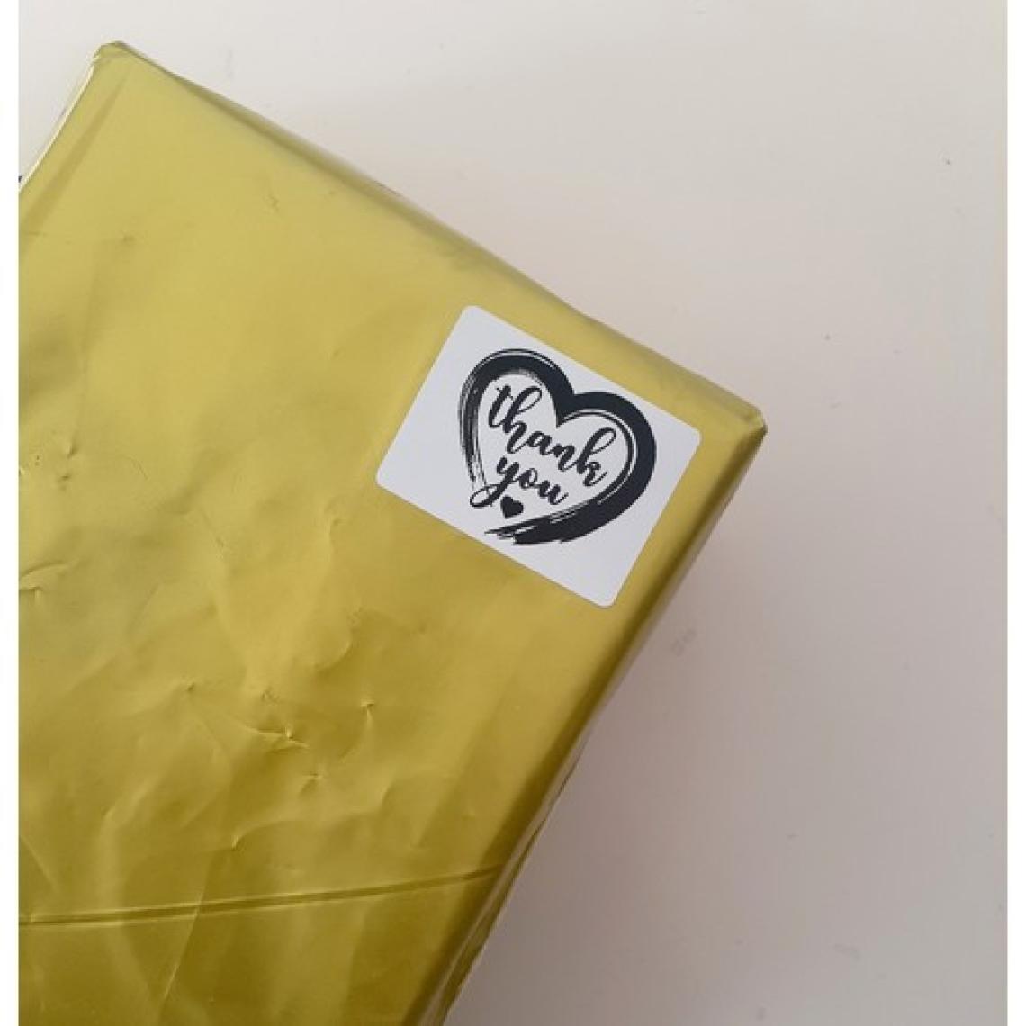 Dijital Barkod Kalp Desenli Teşekkür Etiketi - Thank You Sticker Yapışkanlı Siyah 30X40MM 100 Adet