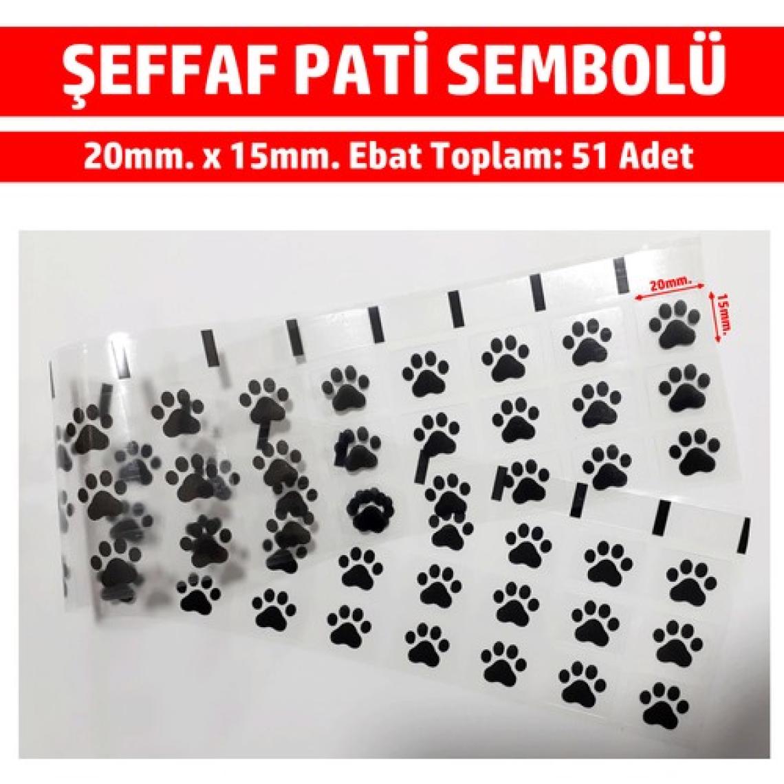 Dijital Barkod Şeffaf Pati Etiketi Sticker Sevimli Patiler, Kedi Patisi 20X15MM 51 Adet