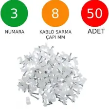 Beton Çivili Kablo Tutucu Kroşe No: 3 - 8 mm 50 Adet