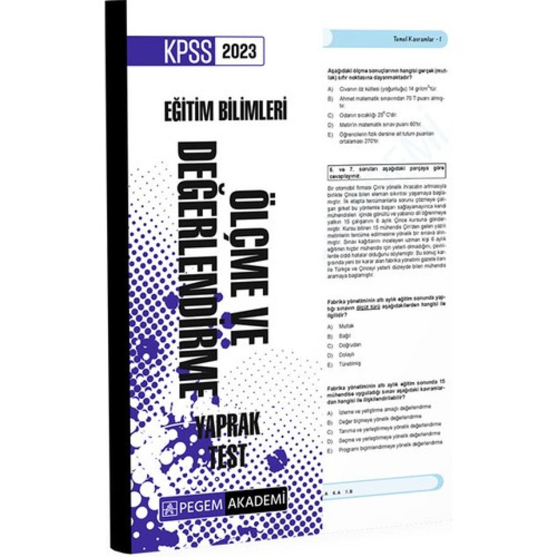 Pegem Akademi Yayıncılık KPSS 2023 Eğitim Bilimleri Ölçme ve Değerlendirme Yaprak Test