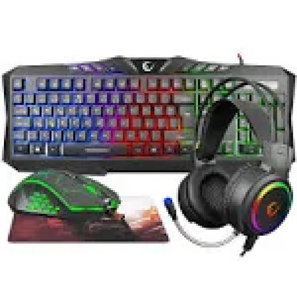 Rampage KM-404 Argentı Rainbow Aydınlatmalı Gaming Q Klavye + Kulaklık + Mouse +