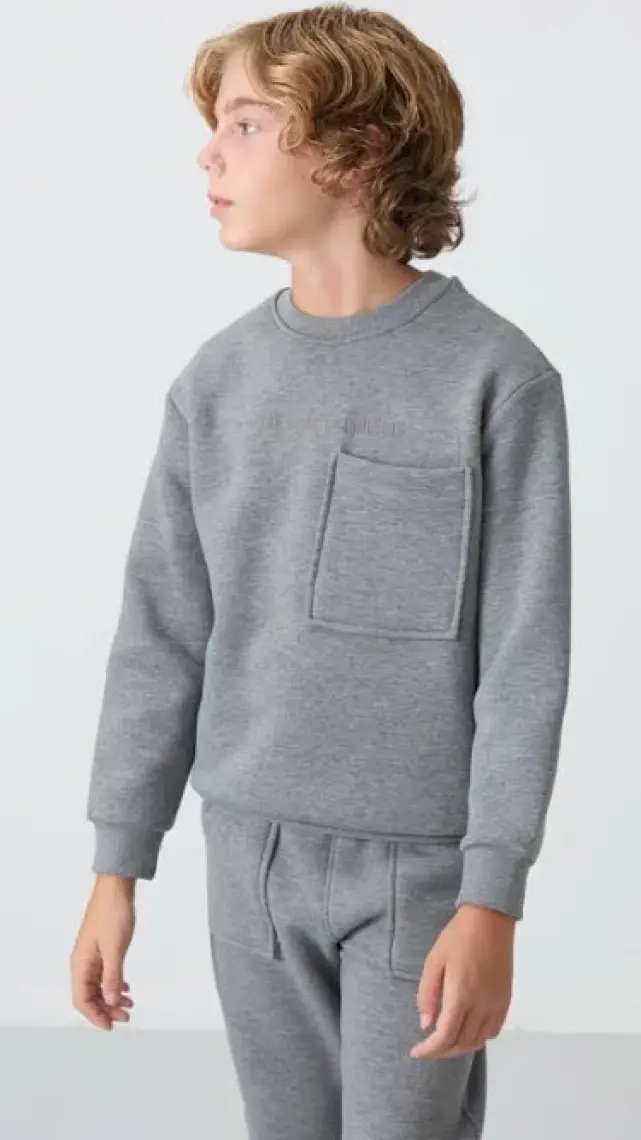 Tommy Life Siyah Pamuklu Kalın İçi Tüylü Yumuşak Dokulu Standart Fit Baskılı Erkek Çocuk Eşofman Takım - 11257