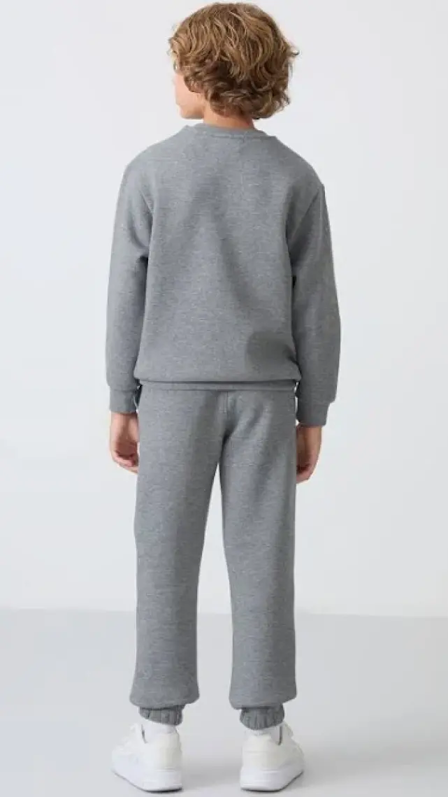 Tommy Life Siyah Pamuklu Kalın İçi Tüylü Yumuşak Dokulu Standart Fit Baskılı Erkek Çocuk Eşofman Takım - 11257