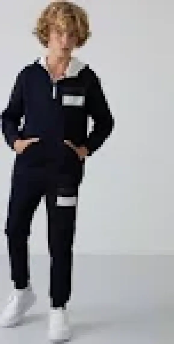 Tommy Life Lacivert Pamuklu Kalın İçi Tüylü Yumuşak Dokulu Standart Fit Baskılı Erkek Çocuk Eşofman Takım - 11246